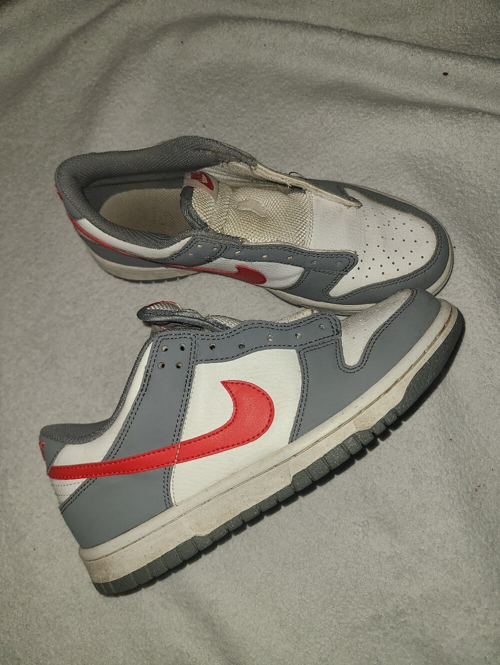Size 5Y Nike Dunk Low Next Nature "Smoke Grey Light Crimson" (MISSING LACES)